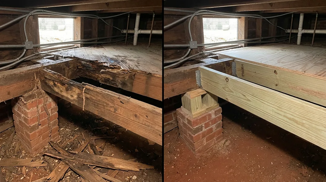 Damp Crawlspaces and Red Clay: How Moisture Under Winston-Salem Homes Rots Floor Framing